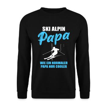 Alpiner Ski-Papa Geschenk - Unisex Pullover - Schwarz - Vorne - Alina (178cm) & Michal (187cm)