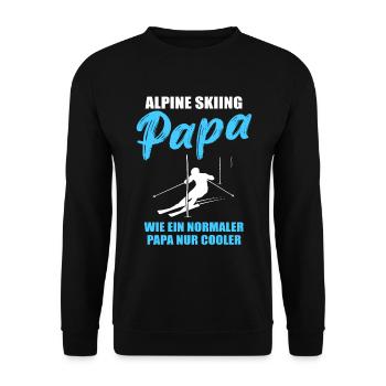 Alpiner Ski-Papa Geschenk - Unisex Pullover - Schwarz - Vorne - Alina (178cm) & Michal (187cm)