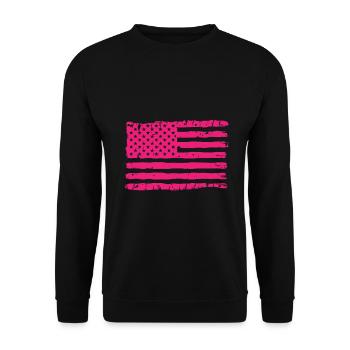 USA Flagge Pink - Unisex Pullover - Schwarz - Vorne - Alina (178cm) & Michal (187cm)