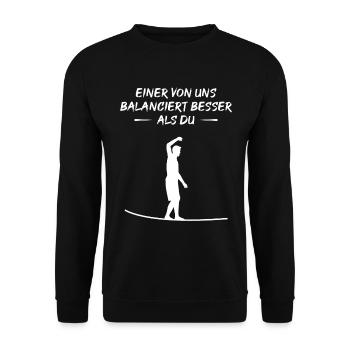 Balance Master - One Level Above the Rest - Unisex Sweatshirt - black - Front - Alina (178cm) & Michal (187cm)