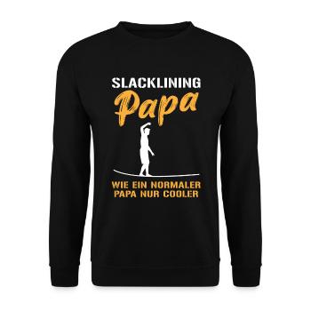 Slackline-Papa – Cooler gehts nicht - Unisex Pullover - Schwarz - Vorne - Alina (178cm) & Michal (187cm)
