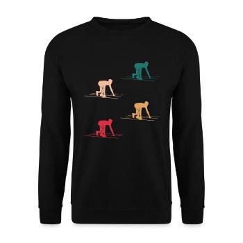 Sprint-Start Dynamik in Farbe Geschenk - Unisex Pullover - Schwarz - Vorne - Alina (178cm) & Michal (187cm)