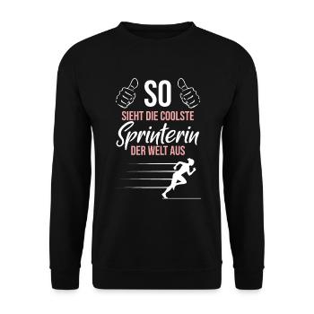 Coolste Sprinterin – Weltklasse - Unisex Pullover - Schwarz - Vorne - Alina (178cm) & Michal (187cm)