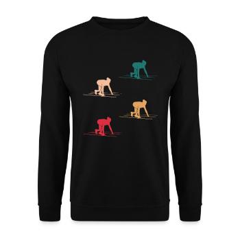 Bunte Welt der Kurzstreckenläuferinnen - Unisex Pullover - Schwarz - Vorne - Alina (178cm) & Michal (187cm)