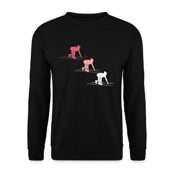 Bunte Welt der Kurzstreckenläuferinnen - Unisex Pullover - Schwarz - Vorne - Alina (178cm) & Michal (187cm)