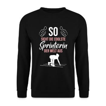 Die coolste Sprinterin der Welt - Unisex Pullover - Schwarz - Vorne - Alina (178cm) & Michal (187cm)