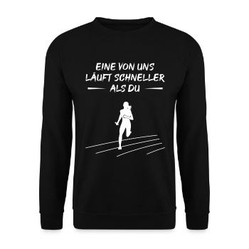 Schneller Sprint - Herausforderung Pur - Unisex Pullover - Schwarz - Vorne - Alina (178cm) & Michal (187cm)