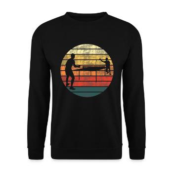 Tischtennis Sonnenuntergang Match Geschenk - Unisex Pullover - Schwarz - Vorne - Alina (178cm) & Michal (187cm)