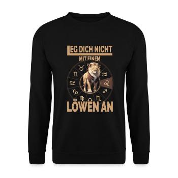Leg dich nicht mit ein Löwen an Sternzeichen Löwe - Unisex Pullover - Schwarz - Vorne - Alina (178cm) & Michal (187cm)