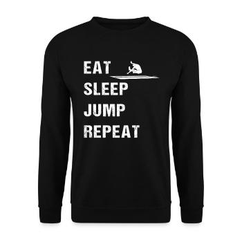 Eat Sleep Jump – Athlete's Motto - Unisex Sweatshirt - black - Front - Alina (178cm) & Michal (187cm)