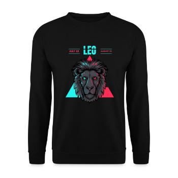 Löwe Sternzeichen Glitch Neon Leo July August 23 - Unisex Pullover - Schwarz - Vorne - Alina (178cm) & Michal (187cm)