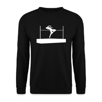 Hochsprung Eleganz Flugkunst Athlet - Geschenk - Unisex Pullover - Schwarz - Vorne - Alina (178cm) & Michal (187cm)