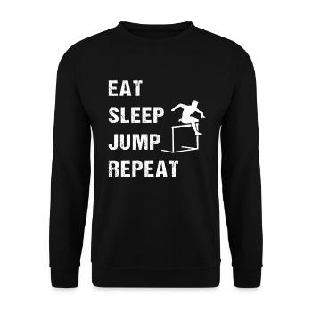 Manger, dormir, sauter, répéter, sport, passion - Sweat-shirt Unisexe - noir - Devant - Alina (178cm) & Michal (187cm)