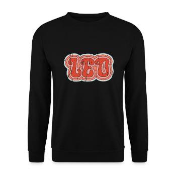 70s Leo Löwe Sternzeichen Vintage - Unisex Pullover - Schwarz - Vorne - Alina (178cm) & Michal (187cm)