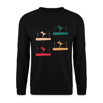 Bunte Hochsprung-Vielfalt Athleten-Design - Unisex Pullover - Schwarz - Vorne - Alina (178cm) & Michal (187cm)