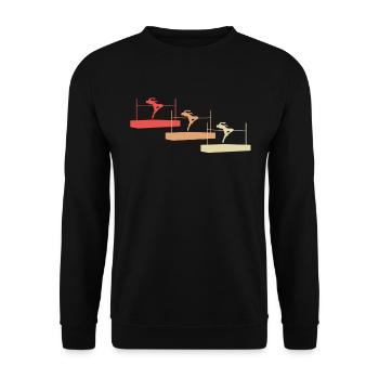 Bunte Hochsprung-Vielfalt Athleten-Design - Unisex Pullover - Schwarz - Vorne - Alina (178cm) & Michal (187cm)