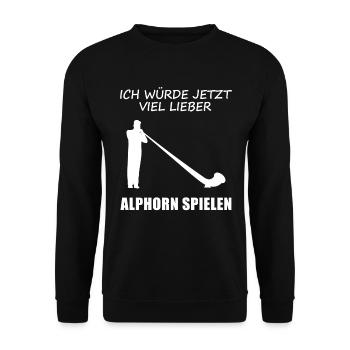 Cadeau pour les amateurs de cor des Alpes - préfèrent jouer - Sweat-shirt Unisexe - noir - Devant - Alina (178cm) & Michal (187cm)
