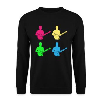 Buntes Banjo - Geschenk für Musikfans - Unisex Pullover - Schwarz - Vorne - Alina (178cm) & Michal (187cm)