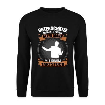 Never Underestimate an Old Man - Baton - Unisex Sweatshirt - black - Front - Alina (178cm) & Michal (187cm)