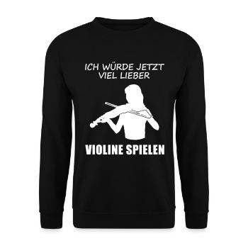 Sehnsucht Violinen Spielzeit Geschenk - Unisex Pullover - Schwarz - Vorne - Alina (178cm) & Michal (187cm)