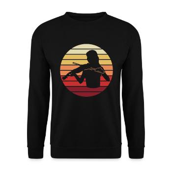 Geigerin Sonnenuntergang Silhouette Liebe - Unisex Pullover - Schwarz - Vorne - Alina (178cm) & Michal (187cm)