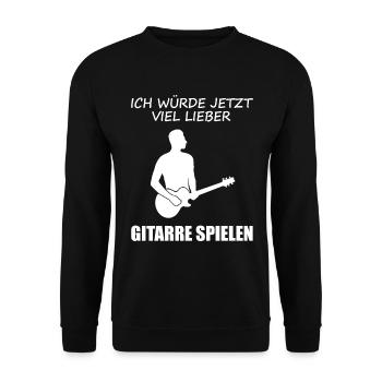 Lieber Gitarre Geschenk für Musiker - Unisex Pullover - Schwarz - Vorne - Alina (178cm) & Michal (187cm)