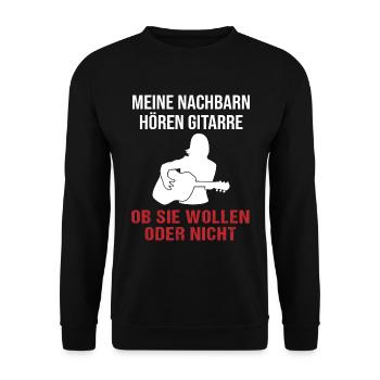 Neighbor Music Enjoyment Guitarist Gift - Unisex Sweatshirt - black - Front - Alina (178cm) & Michal (187cm)