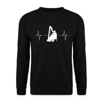 Harpe, Coeur, Battement, Mélodie, Amour - Sweat-shirt Unisexe - noir - Devant - Alina (178cm) & Michal (187cm)