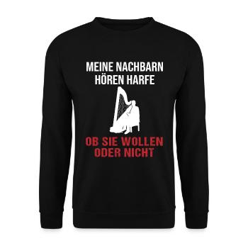 Harp sound neighbors must listen - Unisex Sweatshirt - black - Front - Alina (178cm) & Michal (187cm)