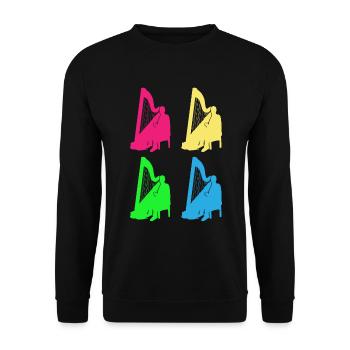 Bunte Harfenklänge Vielfalt Geschenk - Unisex Pullover - Schwarz - Vorne - Alina (178cm) & Michal (187cm)