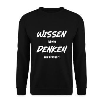 Wissen ist wie denken nur krasser! - Unisex Pullover - Schwarz - Vorne - Alina (178cm) & Michal (187cm)