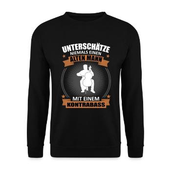 Vieil homme Contrebasse Sagesse - Sweat-shirt Unisexe - noir - Devant - Alina (178cm) & Michal (187cm)