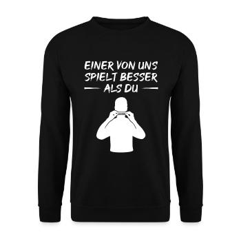 Chemise Harmonica Musicien Supérieure - Sweat-shirt Unisexe - noir - Devant - Alina (178cm) & Michal (187cm)