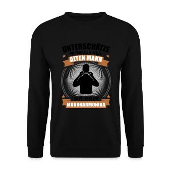 Old Man Harmonica Wisdom - Unisex Sweatshirt - black - Front - Alina (178cm) & Michal (187cm)