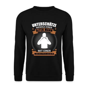 Old Man Harmonica Wisdom - Unisex Sweatshirt - black - Front - Alina (178cm) & Michal (187cm)
