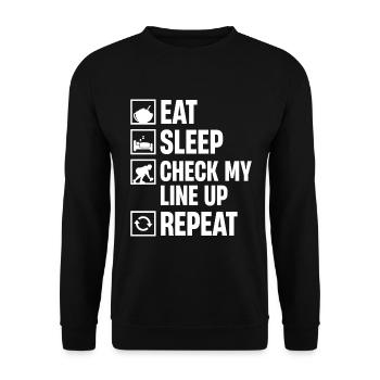 Eat Sleep Check My Line Up Repeat - Unisex Sweatshirt - black - Front - Alina (178cm) & Michal (187cm)