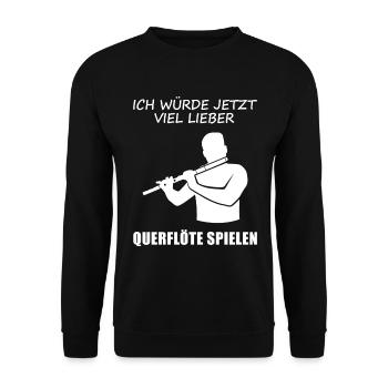 Je préfère jouer de la flûte musicienne en disant - Sweat-shirt Unisexe - noir - Devant - Alina (178cm) & Michal (187cm)