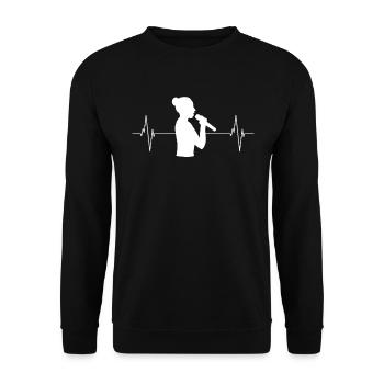 Sängerin Herzschlag Musikliebe - Geschenk - Unisex Pullover - Schwarz - Vorne - Alina (178cm) & Michal (187cm)