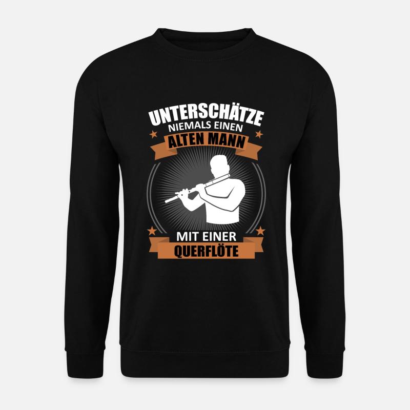 Alter Mann mit Querflöte Weisheit - Unisex Pullover - Schwarz