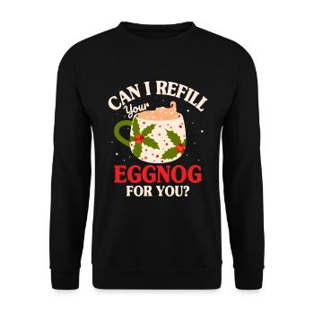 Kann ich deinen Eierlikör für dich nachfüllen? - Unisex Pullover - Schwarz - Vorne - Alina (178cm) & Michal (187cm)