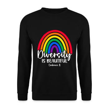 La diversité est belle, embrassez-la. - Sweat-shirt Unisexe - noir - Devant - Alina (178cm) & Michal (187cm)