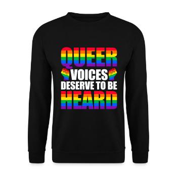 Queer Voices Deserve To Be Heard, Loud And Proud. - Unisex Sweatshirt - black - Front - Alina (178cm) & Michal (187cm)