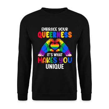 Embrassez votre identité queer, c’est ce qui vous rend unique. - Sweat-shirt Unisexe - noir - Devant - Alina (178cm) & Michal (187cm)
