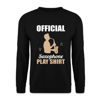 Saxophon-Spielshirt – Dein Musik-Outfit - Unisex Pullover - Schwarz - Vorne - Alina (178cm) & Michal (187cm)