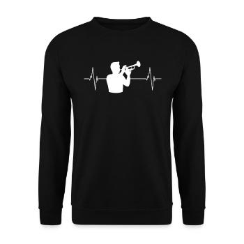 Heartbeat Trumpet Music Love Gift - Unisex Sweatshirt - black - Front - Alina (178cm) & Michal (187cm)