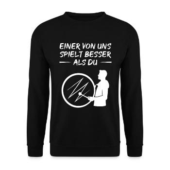Drum Master Superiority Gift - Unisex Sweatshirt - black - Front - Alina (178cm) & Michal (187cm)
