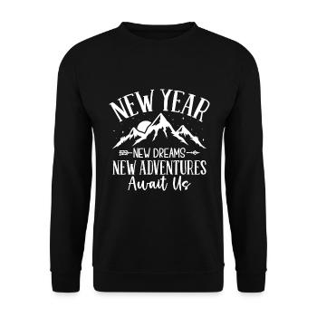New Year, New Dreams, New Adventures Await Us. - Unisex Sweatshirt - black - Front - Alina (178cm) & Michal (187cm)