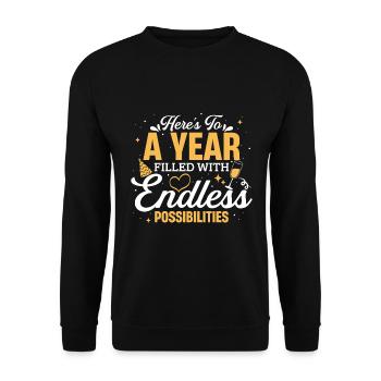 À une année remplie de possibilités infinies - Sweat-shirt Unisexe - noir - Devant - Alina (178cm) & Michal (187cm)