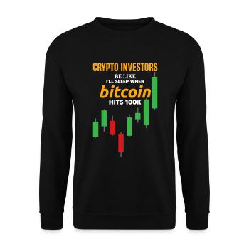 Krypto-Investoren sagen: Ich werde schlafen, wenn Bitcoin - Unisex Pullover - Schwarz - Vorne - Alina (178cm) & Michal (187cm)