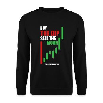 Buy The Dip, Sell The Moon - Das Krypto-Mantra. - Unisex Pullover - Schwarz - Vorne - Alina (178cm) & Michal (187cm)